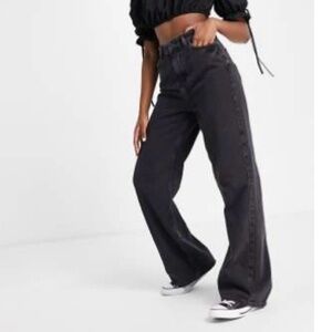 PrettyLittleThing Black High-Waist Wide Leg Jeans